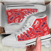 White Bandana And Blue Red Print White High Top Shoes-grizzshop