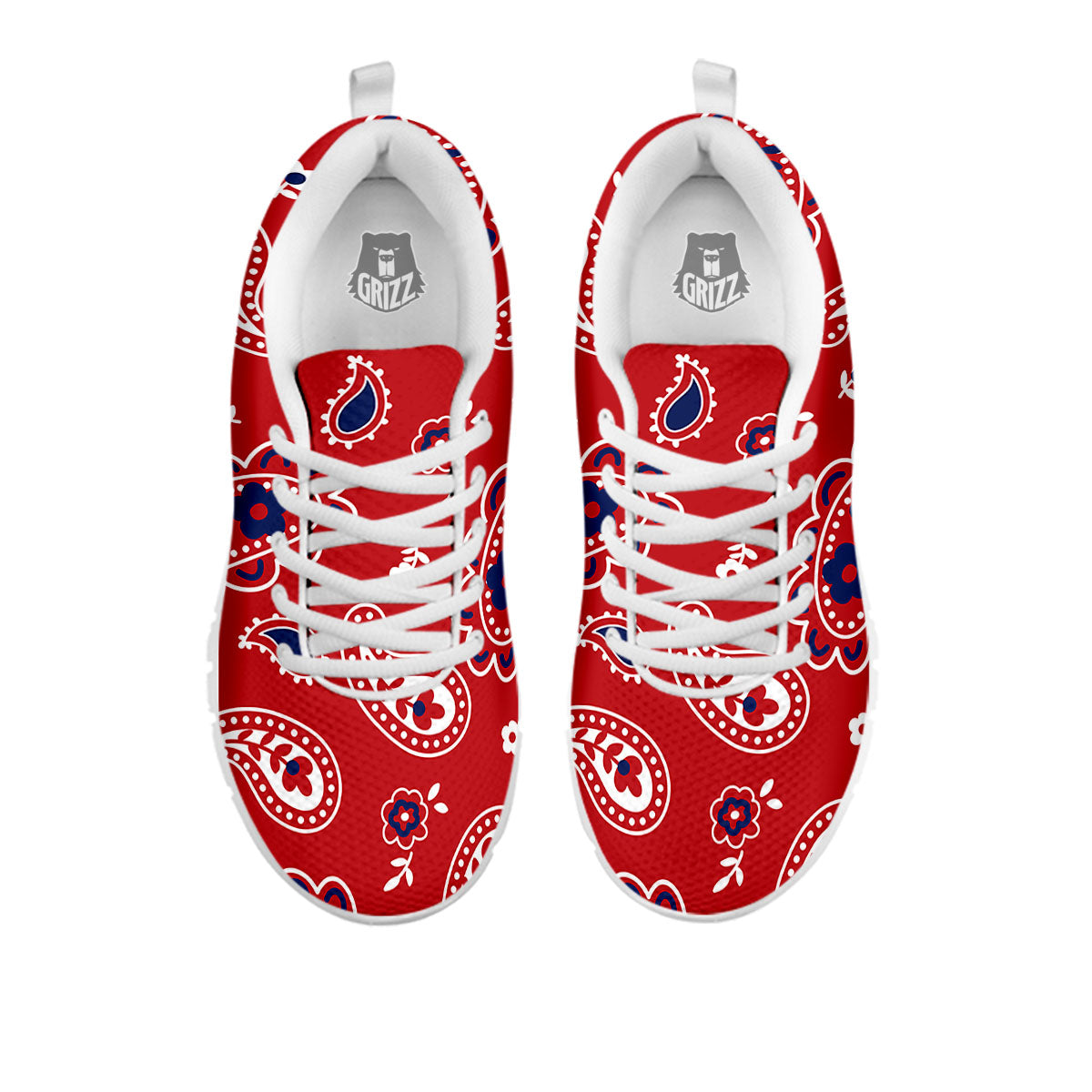 White Bandana And Blue Red Print White Sneaker-grizzshop