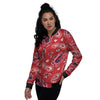 White Bandana And Blue Red Print Women's Bomber Jacket-grizzshop