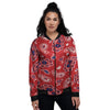 White Bandana And Blue Red Print Women's Bomber Jacket-grizzshop