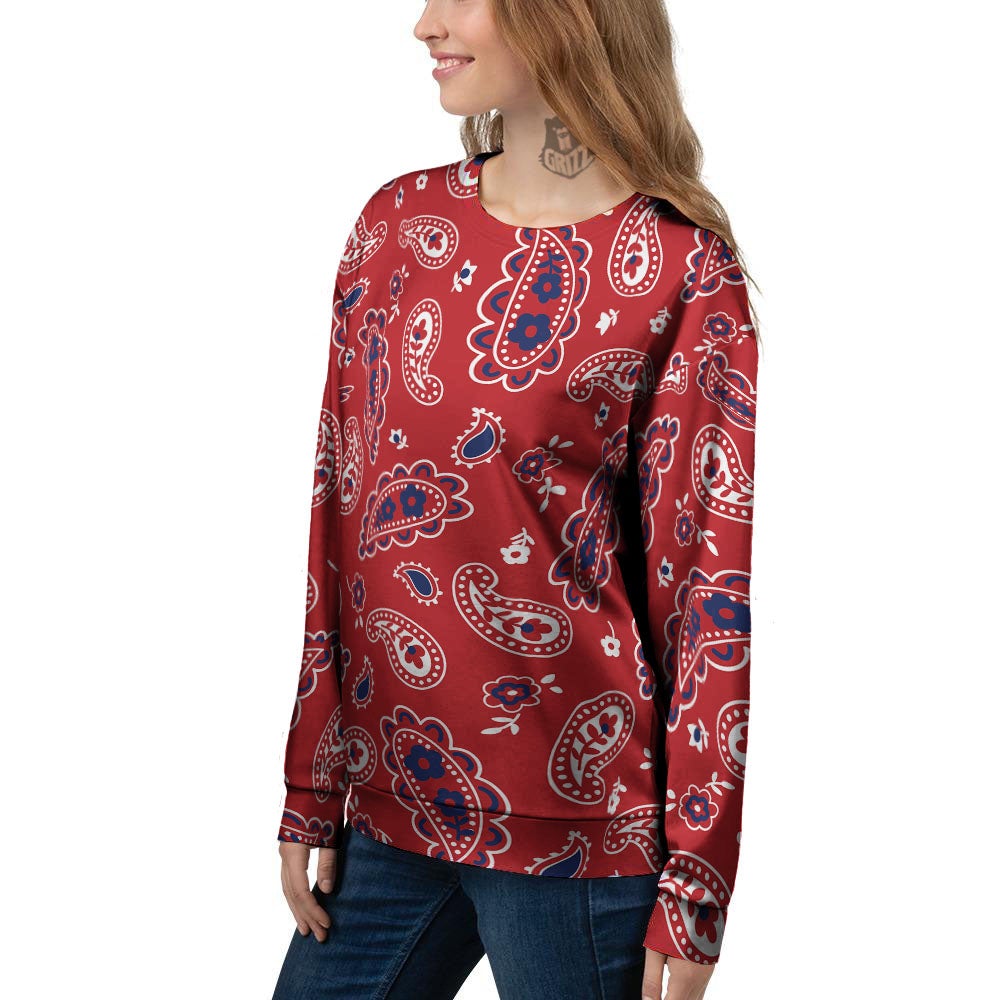 White Bandana And Blue Red Print Women's Sweatshirt-grizzshop