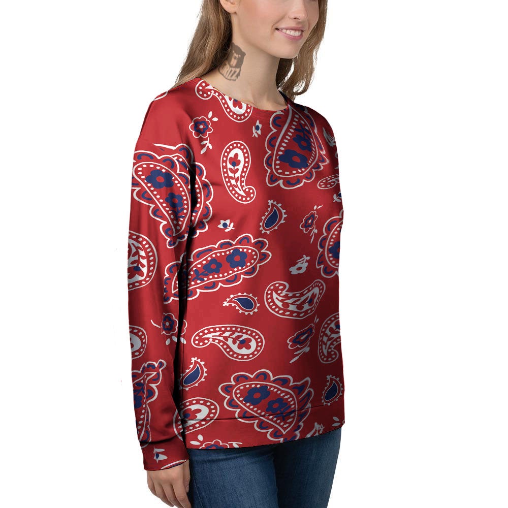 White Bandana And Blue Red Print Women's Sweatshirt-grizzshop