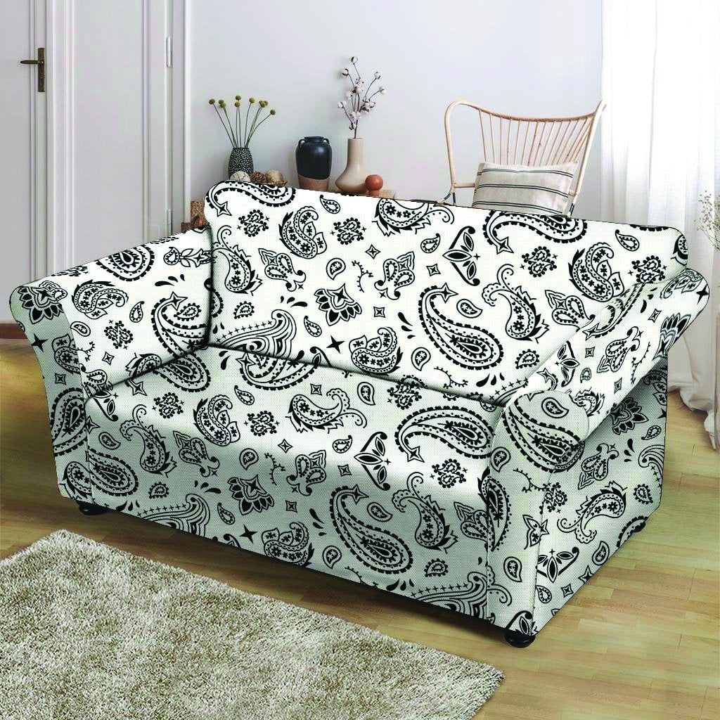 White Bandana Loveseat Cover-grizzshop