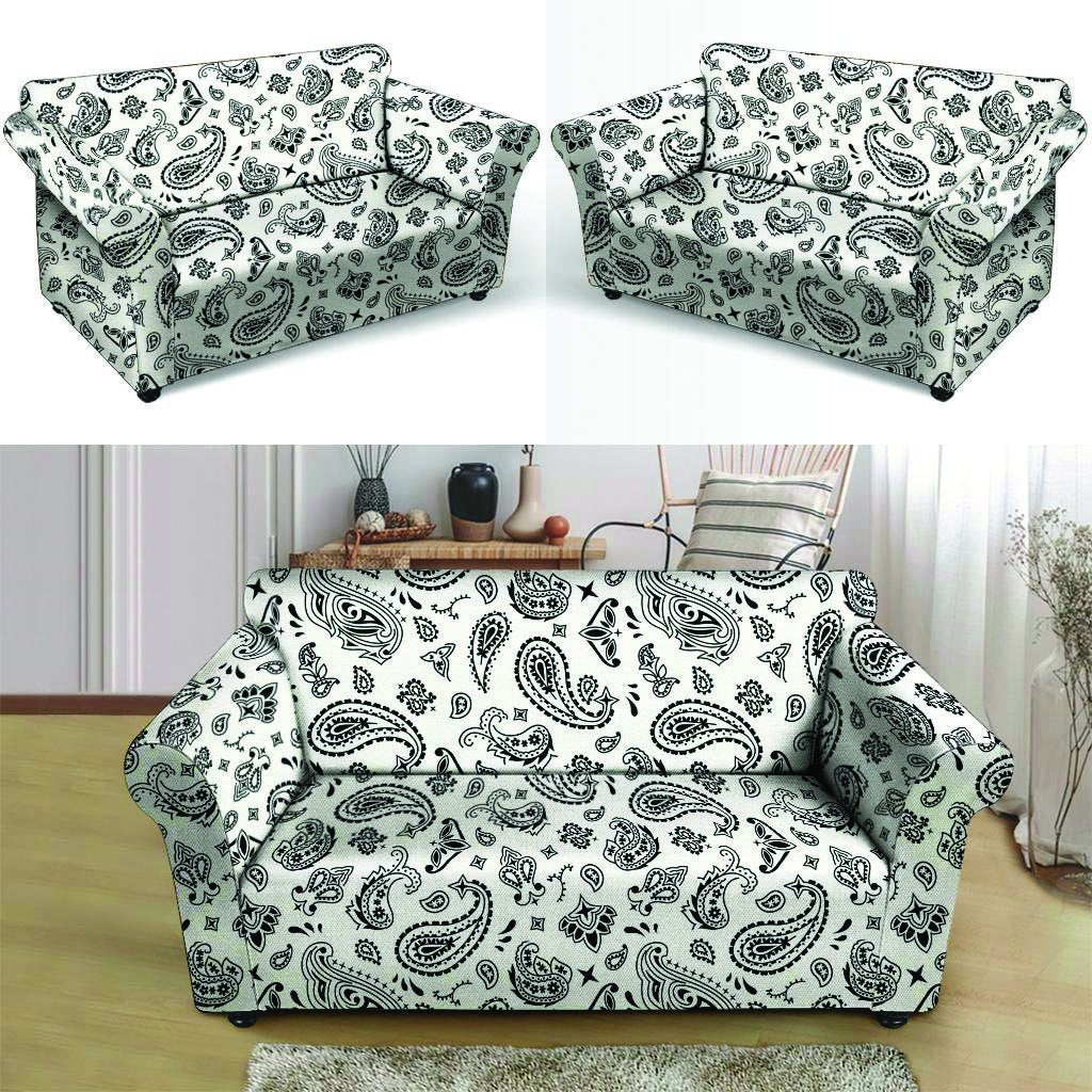 White Bandana Loveseat Cover-grizzshop