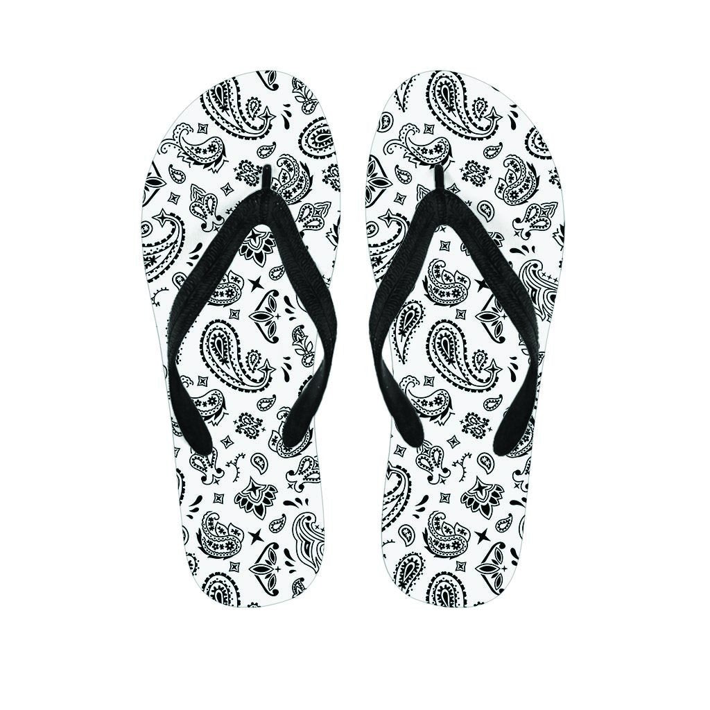 White Bandana Men's Flip Flops-grizzshop