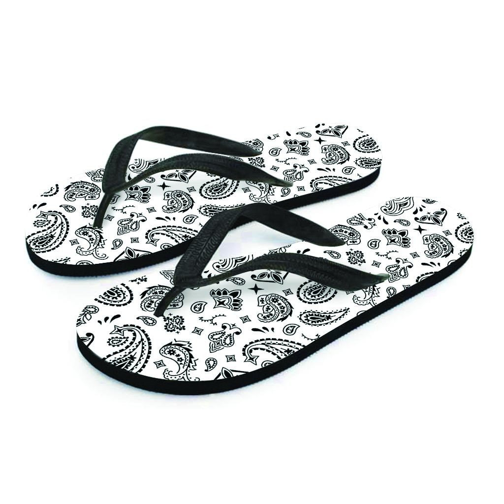 White Bandana Men's Flip Flops-grizzshop