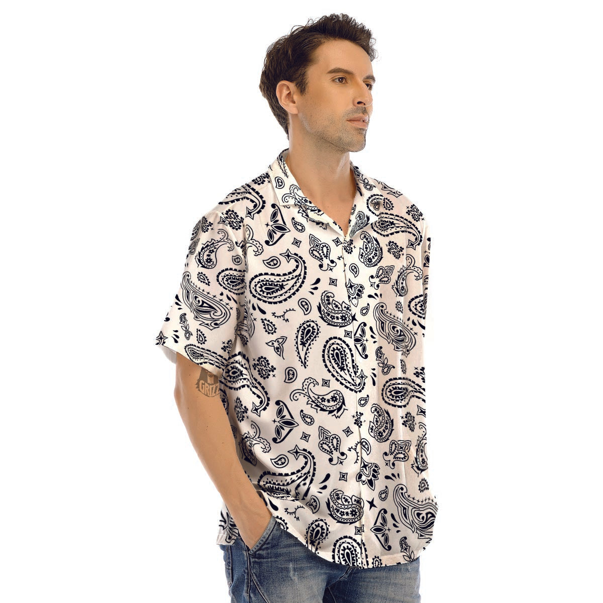 White Bandana Men’s Hawaiian Shirt-grizzshop