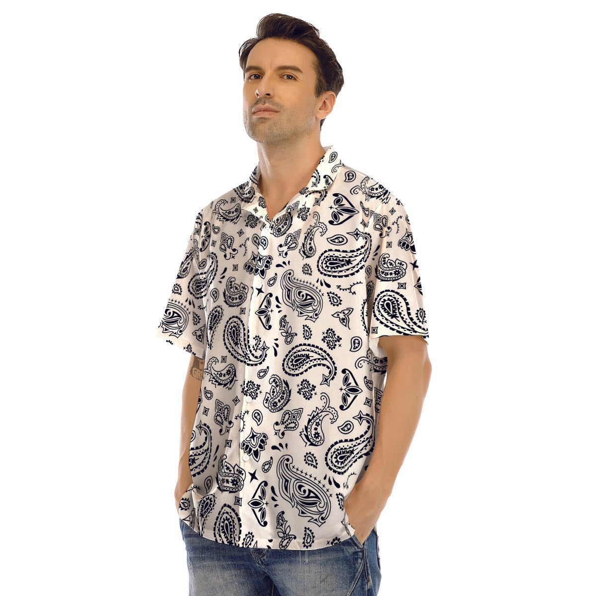 White Bandana Men’s Hawaiian Shirt-grizzshop