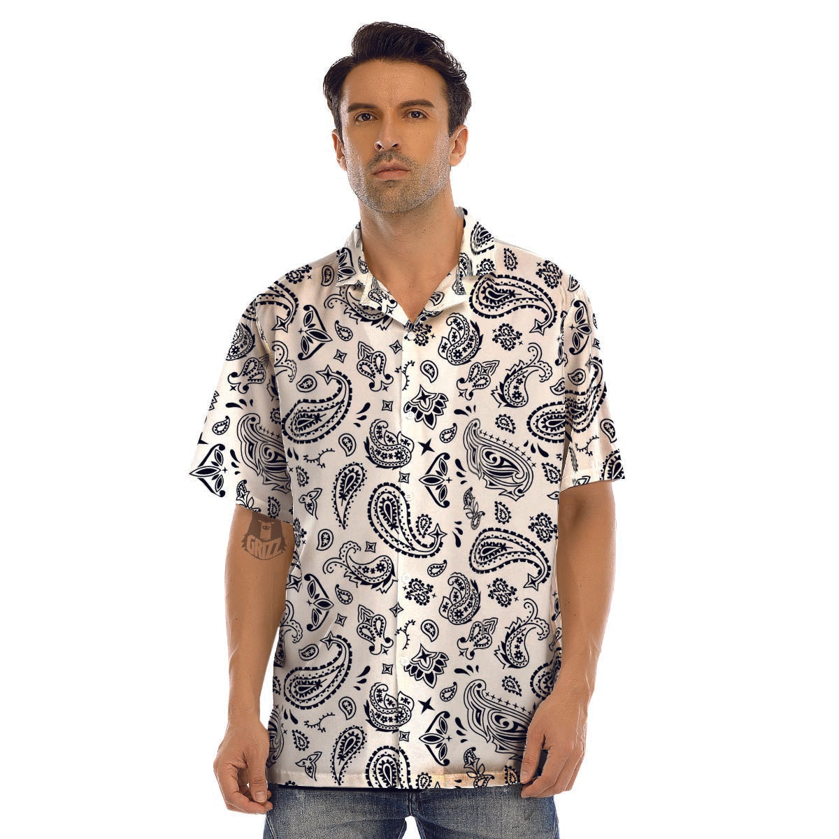 White Bandana Men’s Hawaiian Shirt-grizzshop