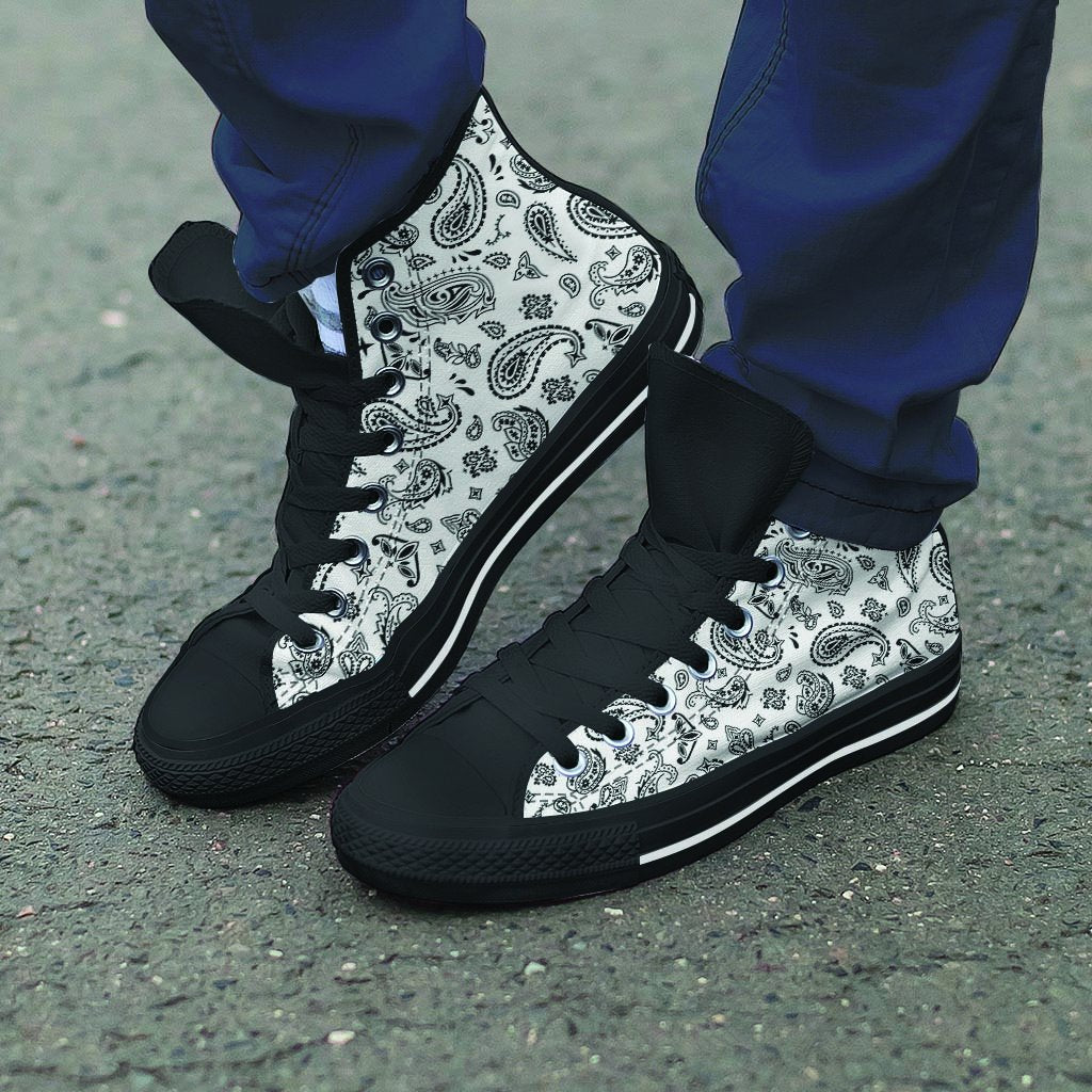 White Bandana Men's High Top Shoes-grizzshop
