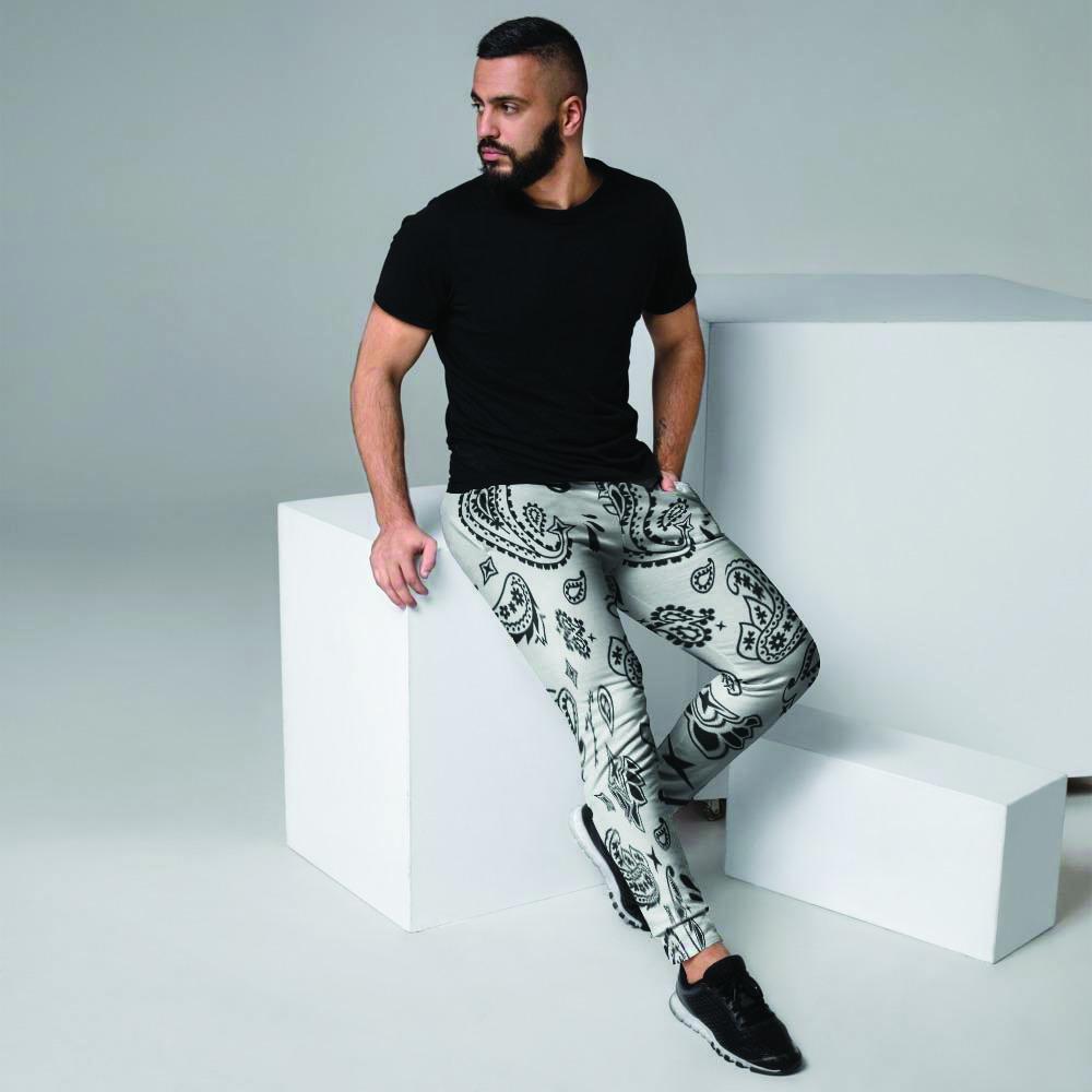 White Bandana Men's Joggers-grizzshop