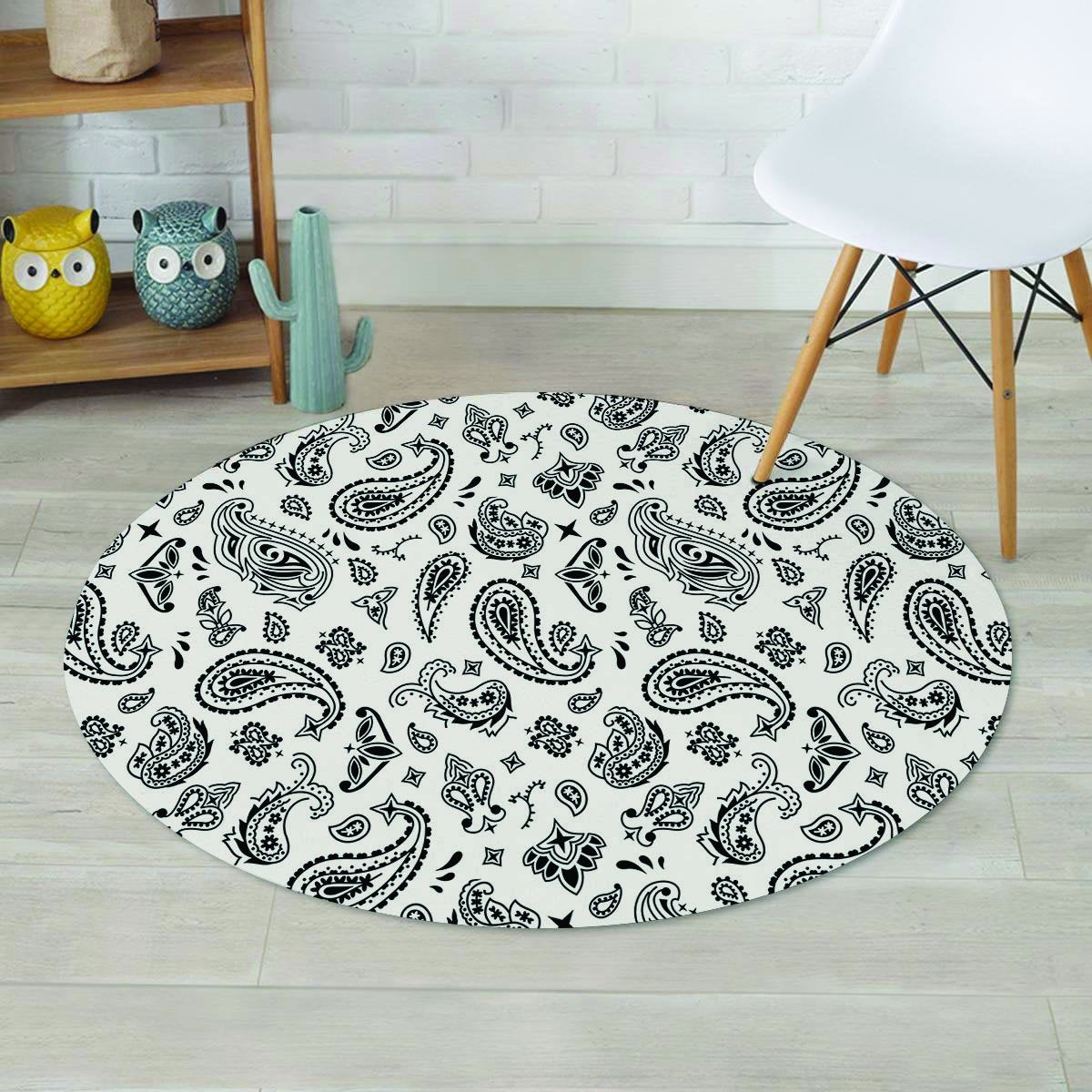 White Bandana Round Rug-grizzshop