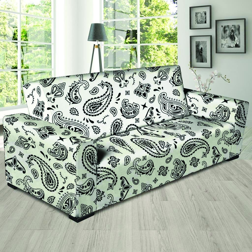 White Bandana Sofa Cover-grizzshop