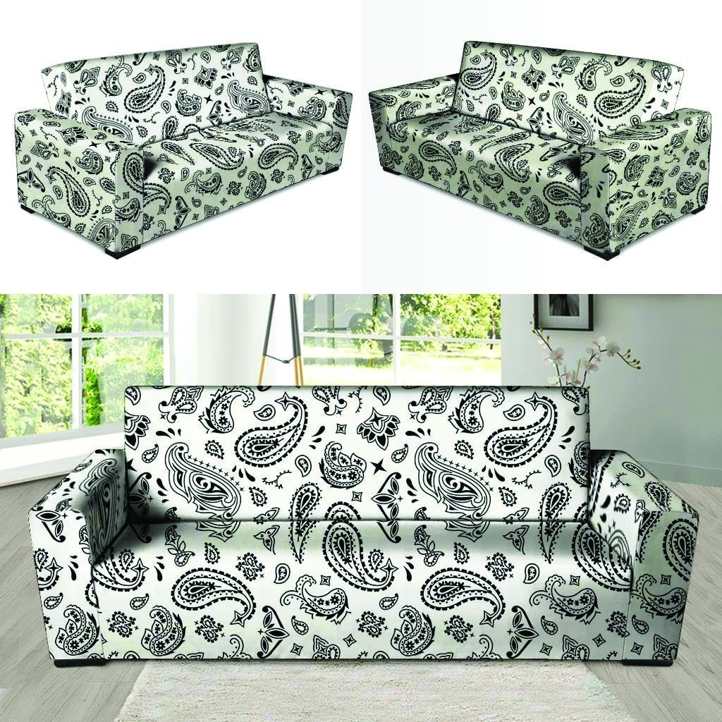 White Bandana Sofa Cover-grizzshop