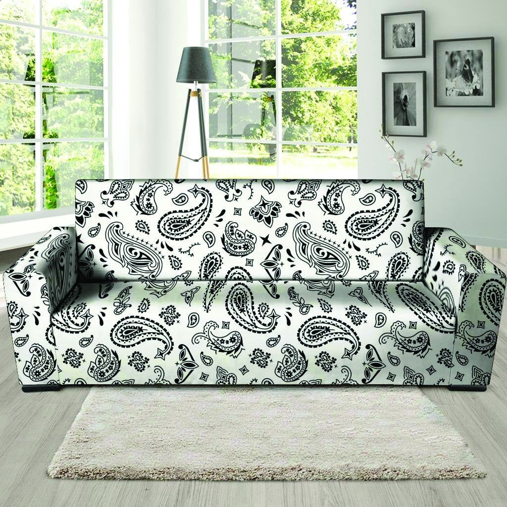 White Bandana Sofa Cover-grizzshop