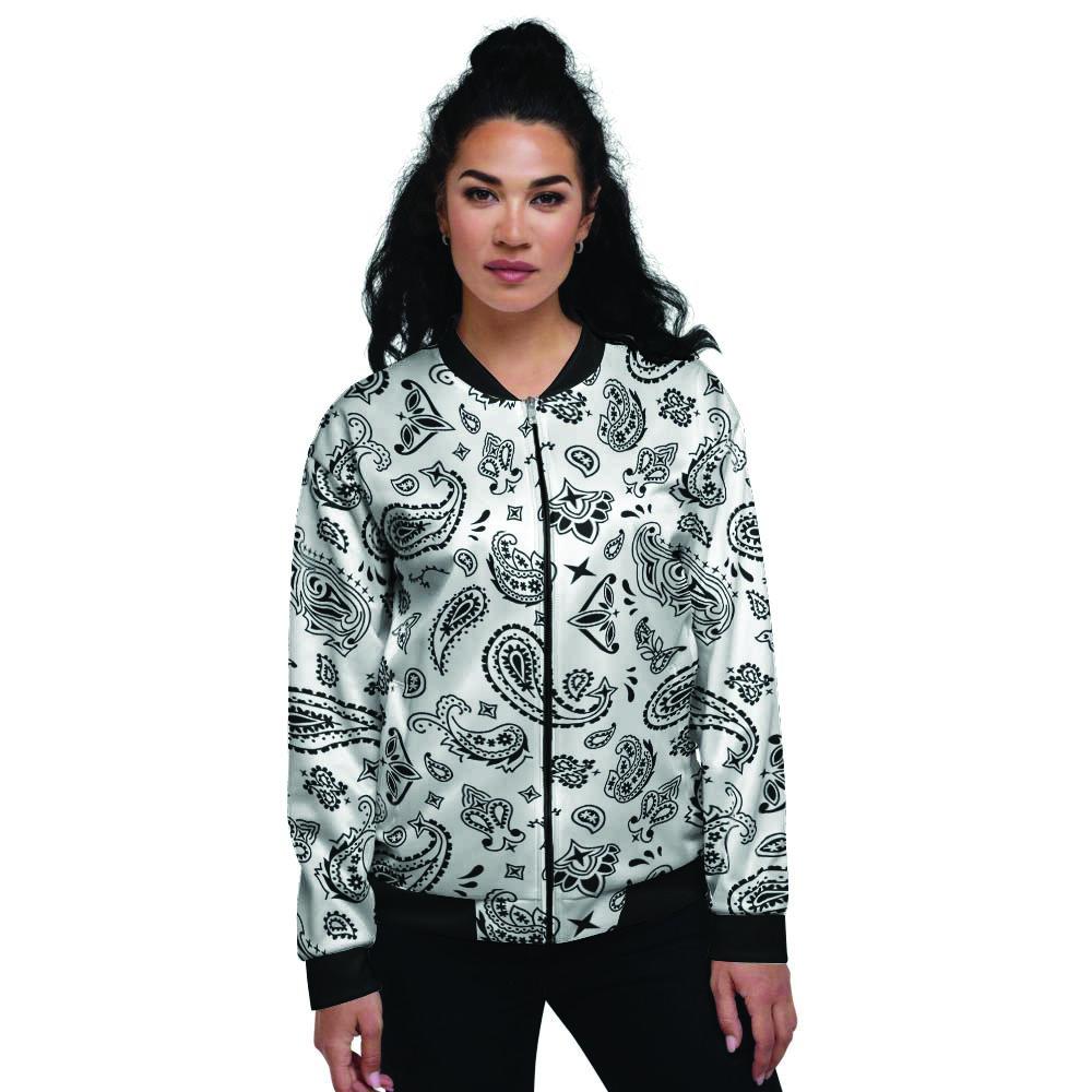 White Bandana Women's Bomber Jacket-grizzshop