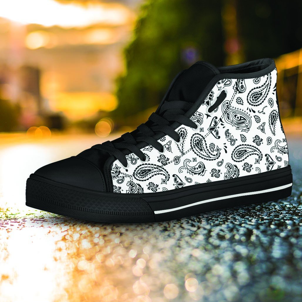 White Bandana Women's High Top Shoes-grizzshop