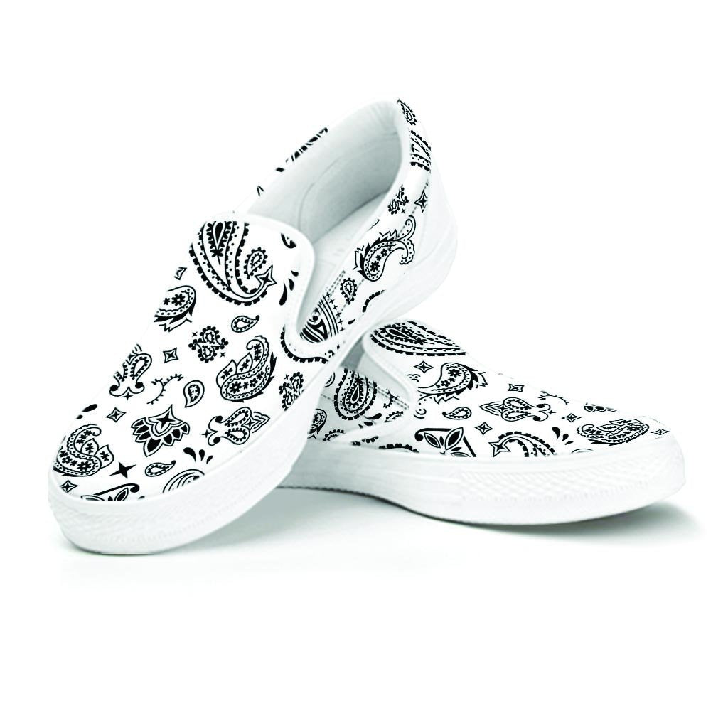 White Bandana Women's Slip On Sneakers-grizzshop