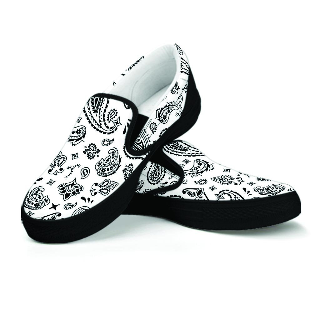 White Bandana Women's Slip On Sneakers-grizzshop