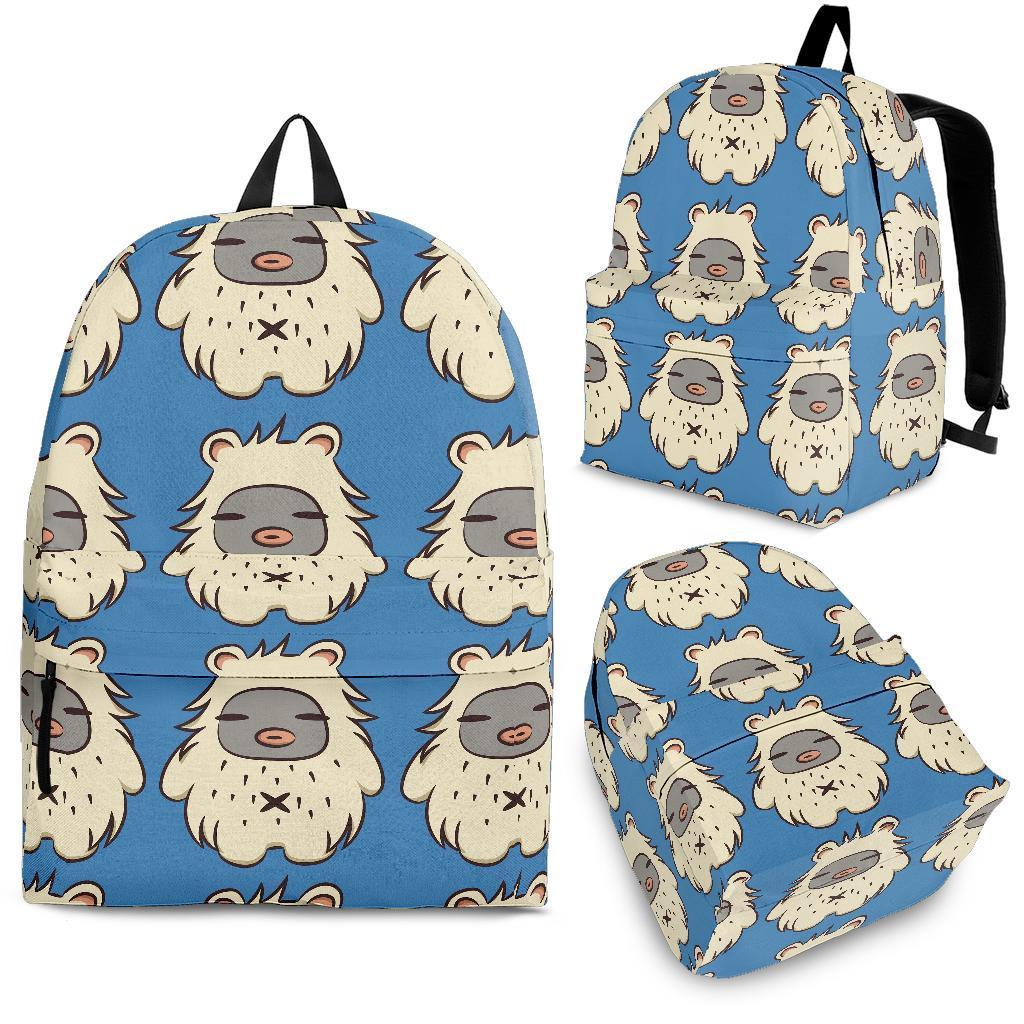 White Bigfoot Pattern Print Backpack-grizzshop