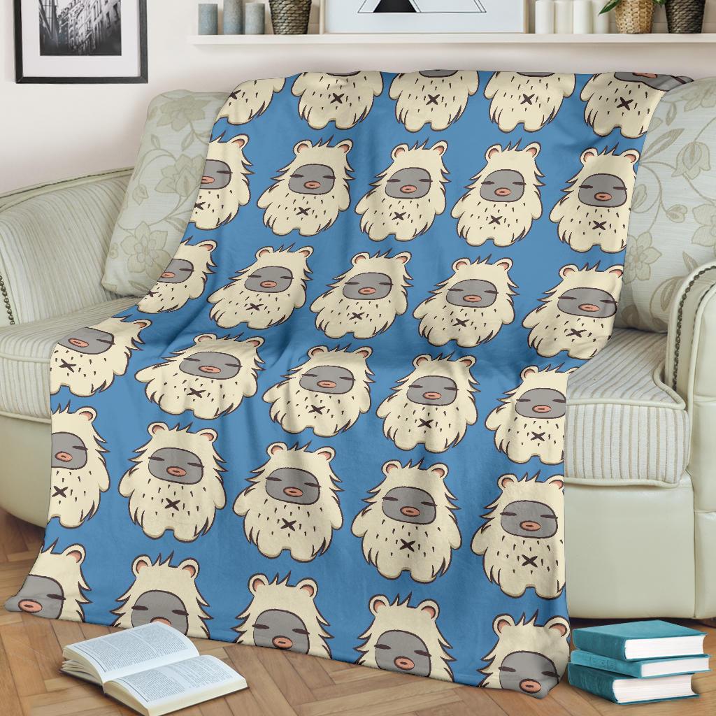 White Bigfoot Pattern Print Blanket-grizzshop