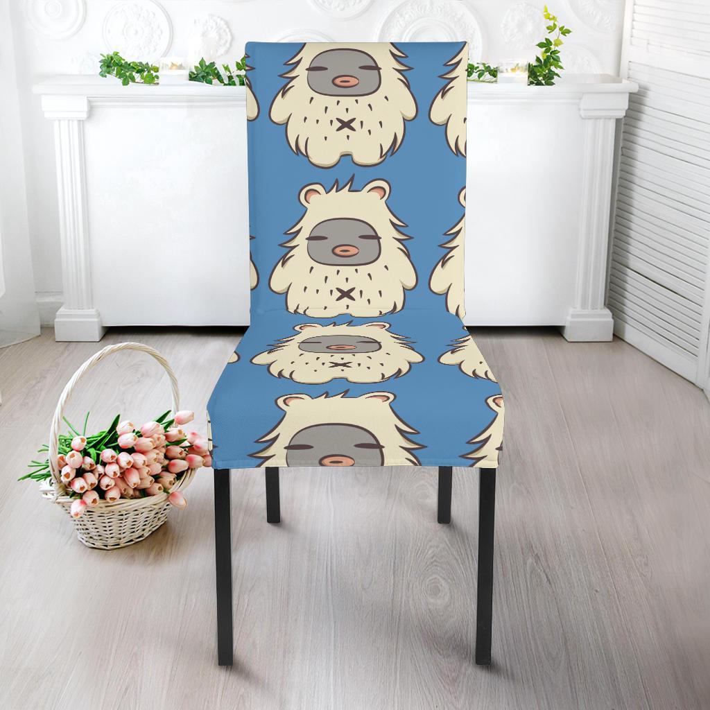 White Bigfoot Pattern Print Chair Cover-grizzshop