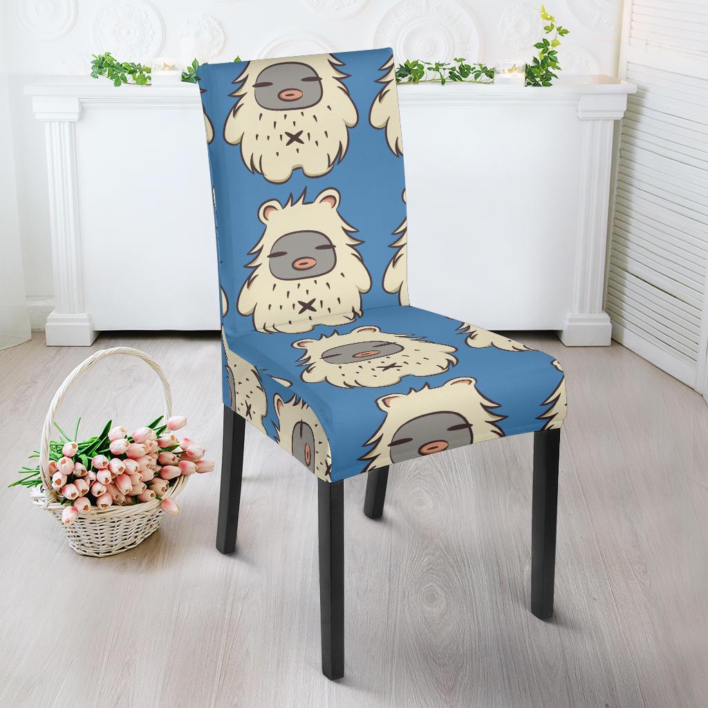 White Bigfoot Pattern Print Chair Cover-grizzshop