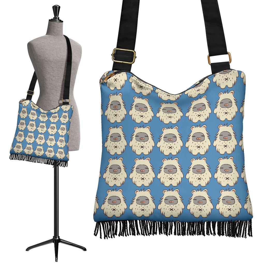 White Bigfoot Pattern Print Crossbody bags-grizzshop