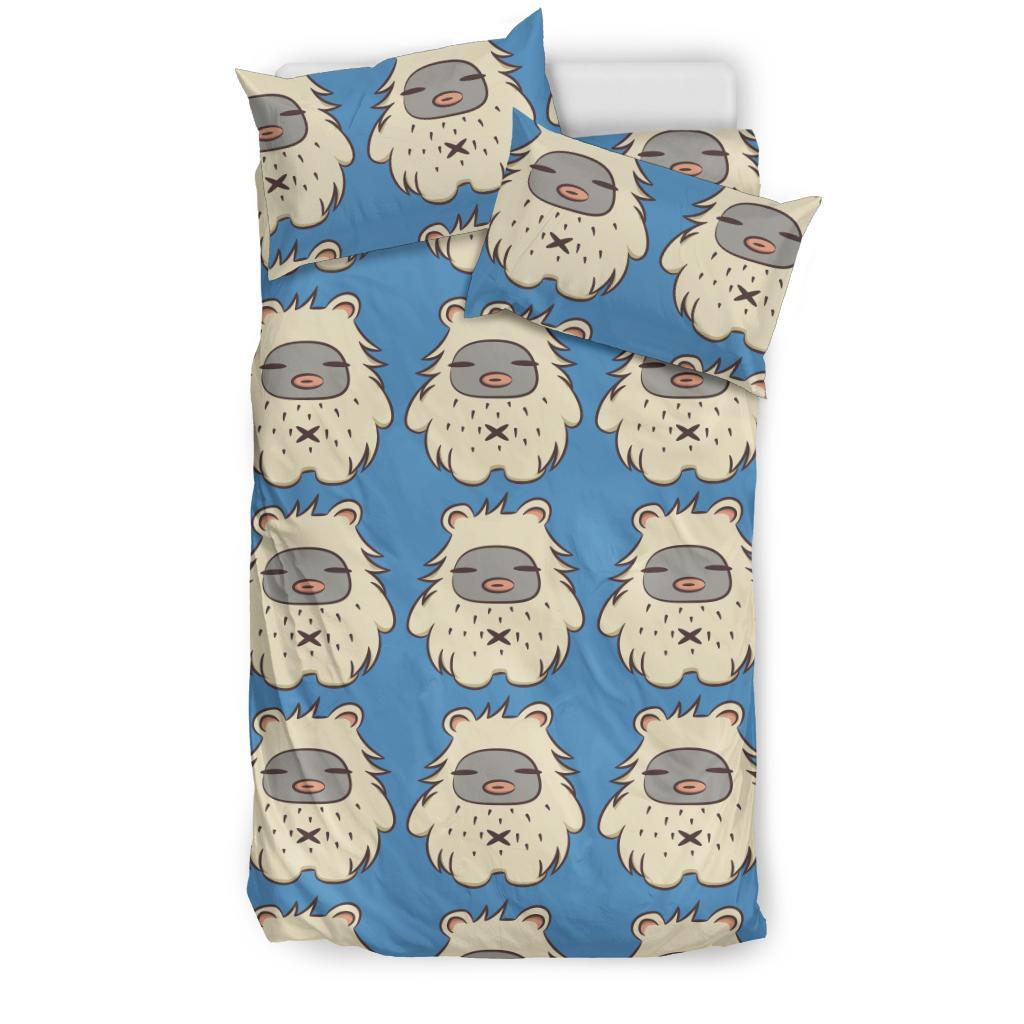 White Bigfoot Pattern Print Duvet Cover Bedding Set-grizzshop