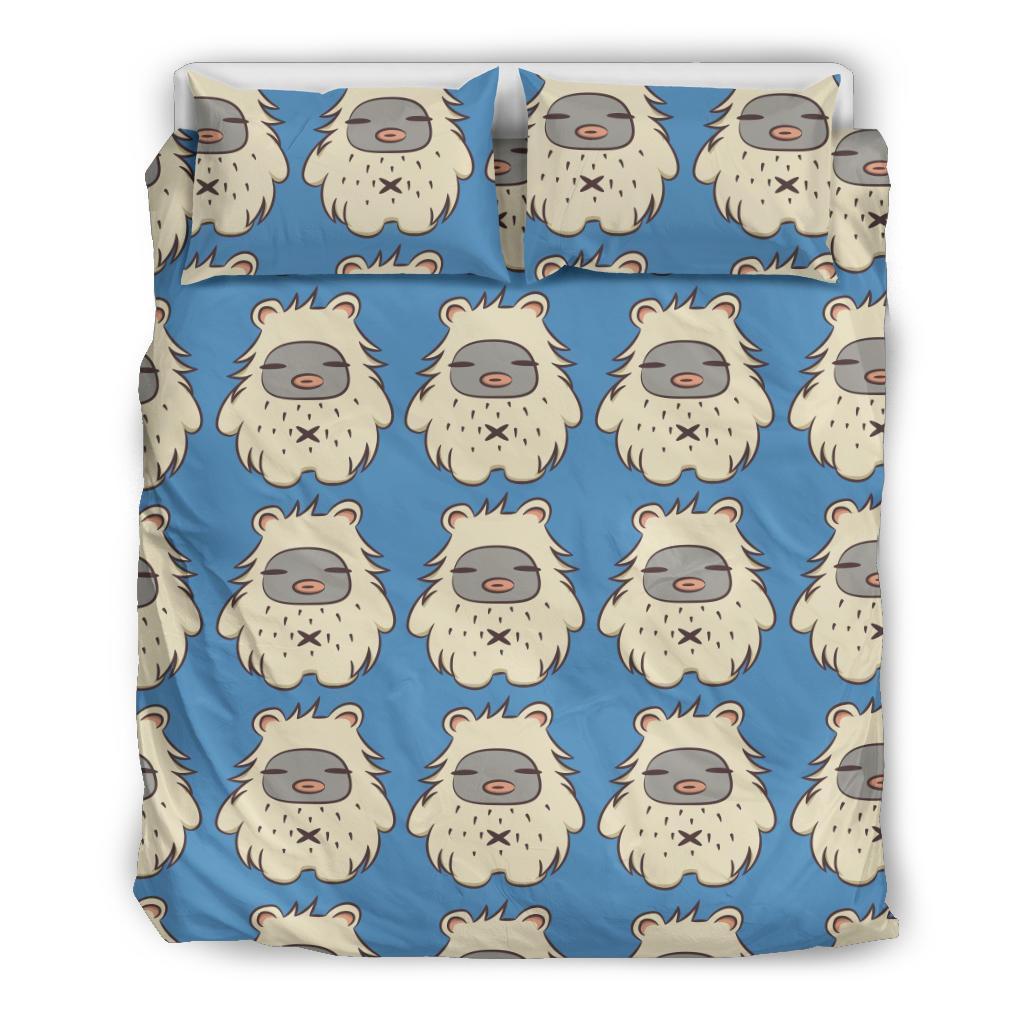 White Bigfoot Pattern Print Duvet Cover Bedding Set-grizzshop