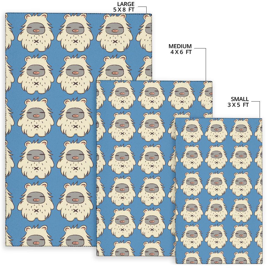 White Bigfoot Pattern Print Floor Mat-grizzshop