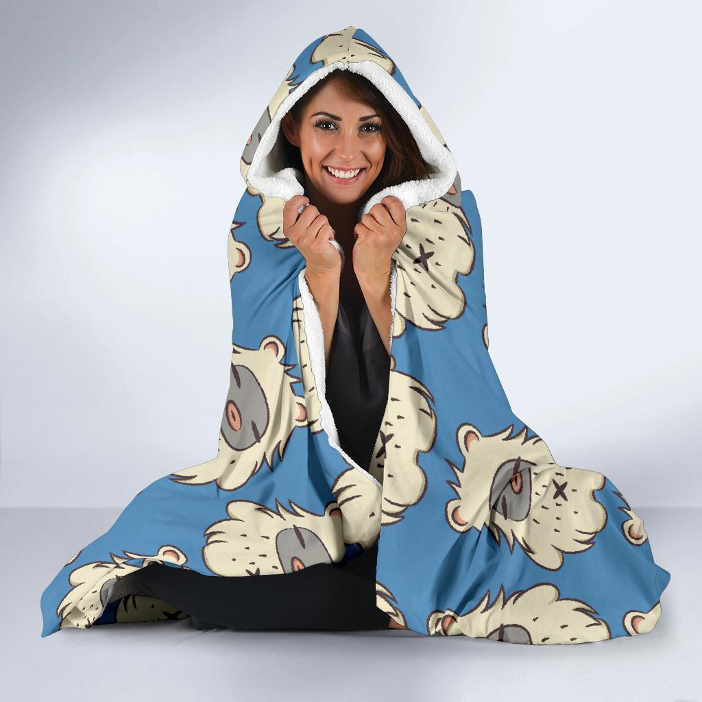 White Bigfoot Pattern Print Hooded Blanket-grizzshop