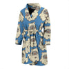 White Bigfoot Pattern Print Men Long Robe-grizzshop