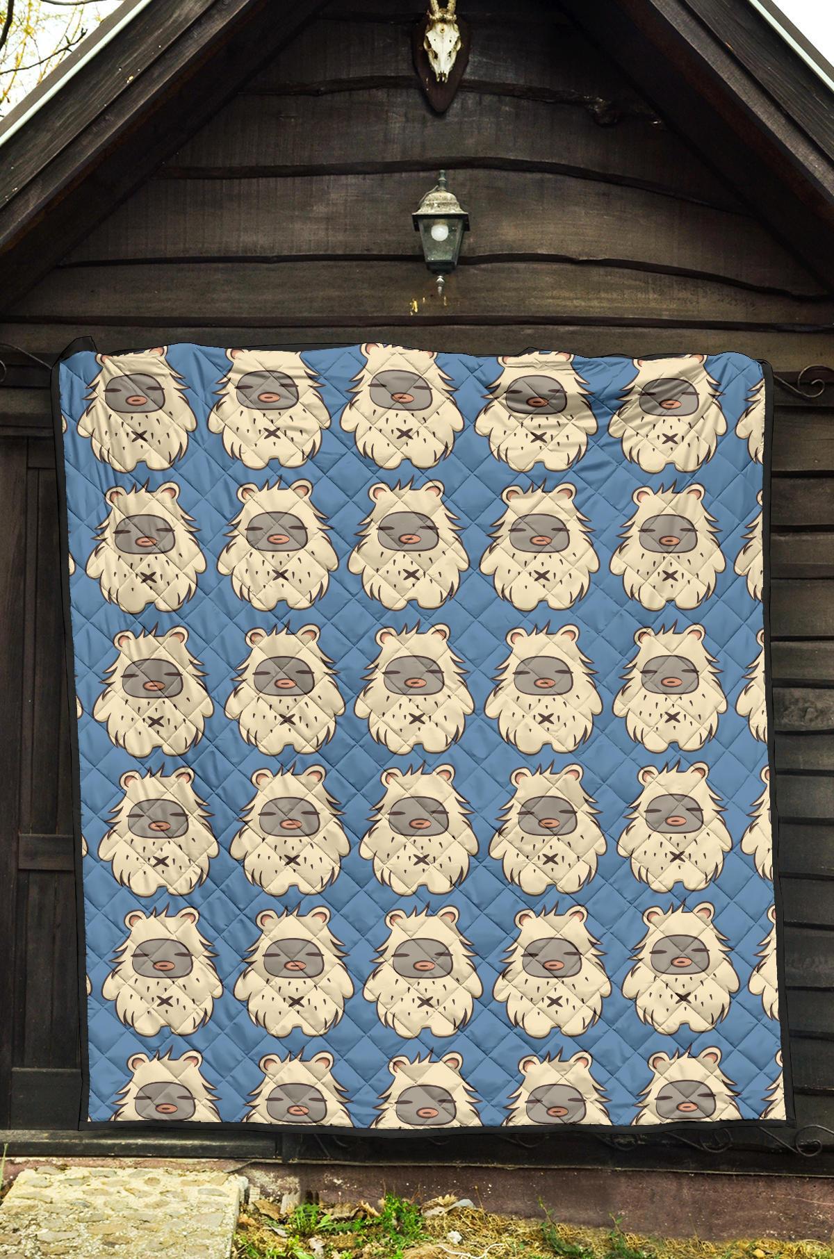 White Bigfoot Pattern Print Quilt-grizzshop