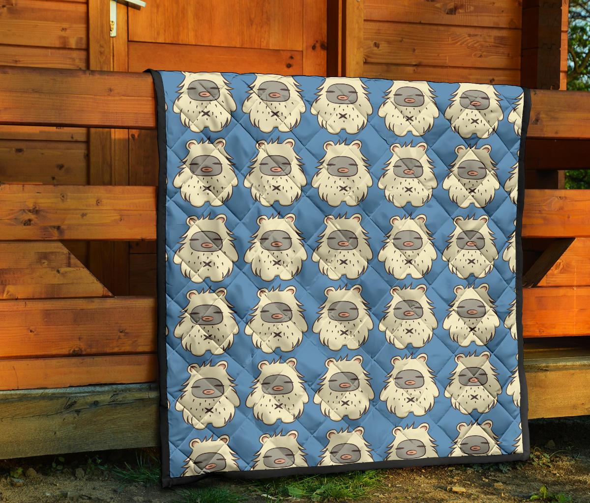 White Bigfoot Pattern Print Quilt-grizzshop