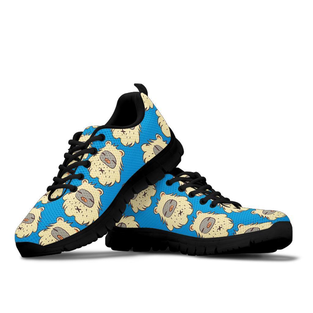 White Bigfoot Pattern Print Sneaker Shoes For Men Women-grizzshop