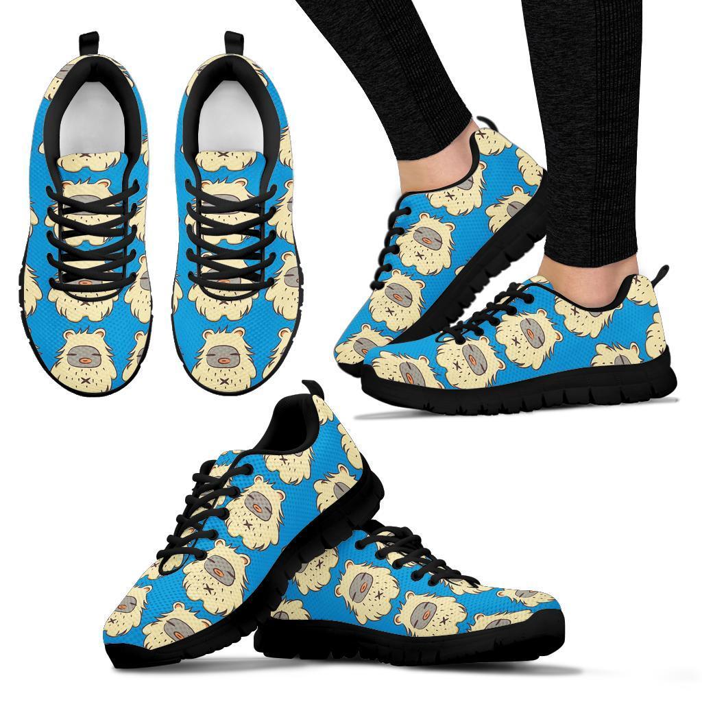 White Bigfoot Pattern Print Sneaker Shoes For Men Women-grizzshop