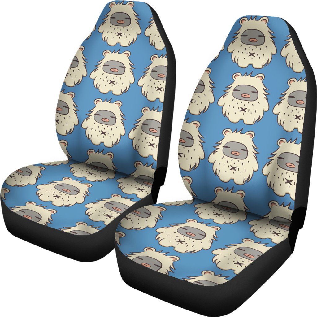 White Bigfoot Pattern Print Universal Fit Car Seat Covers-grizzshop