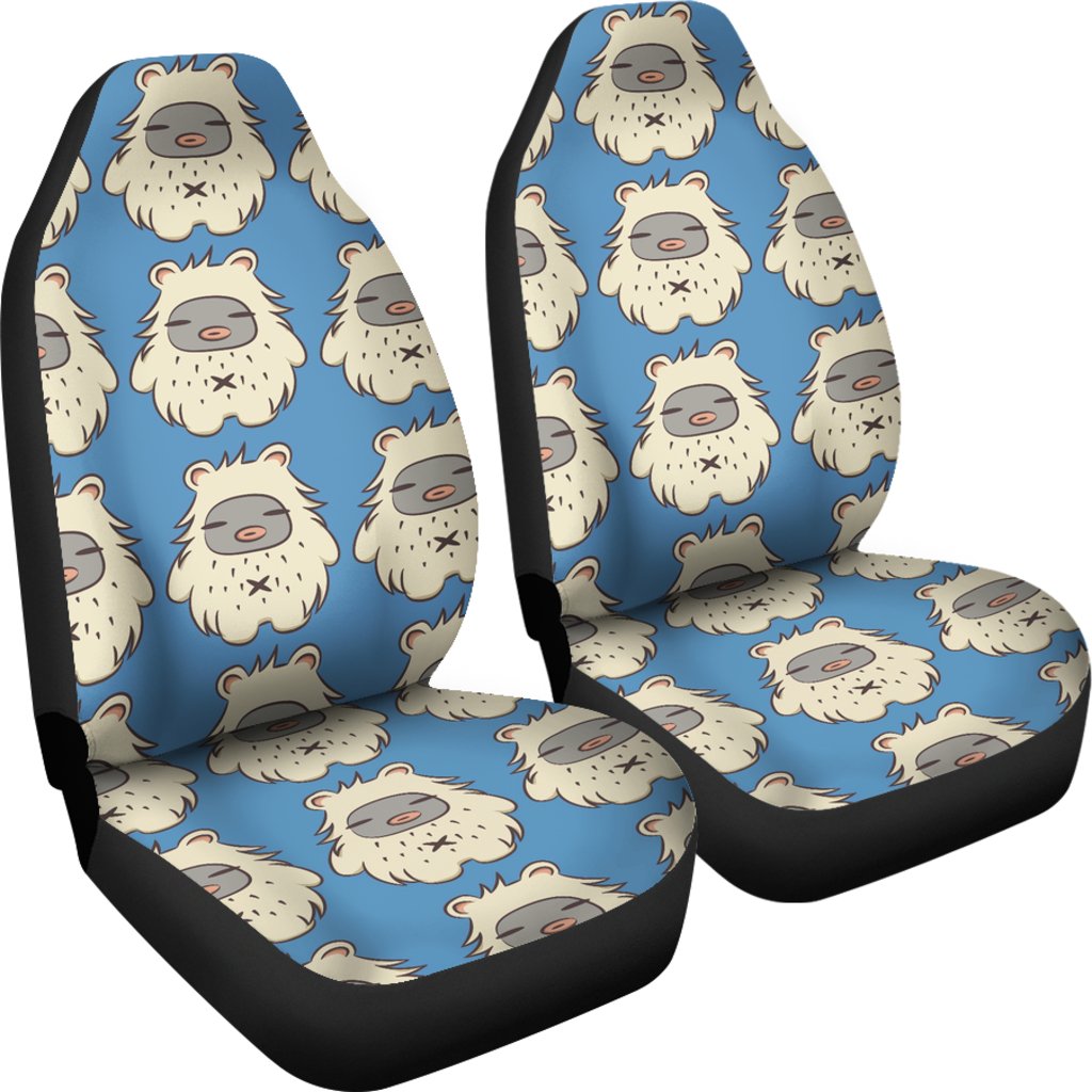 White Bigfoot Pattern Print Universal Fit Car Seat Covers-grizzshop