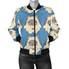 White Bigfoot Pattern Print Women Casual Bomber Jacket-grizzshop