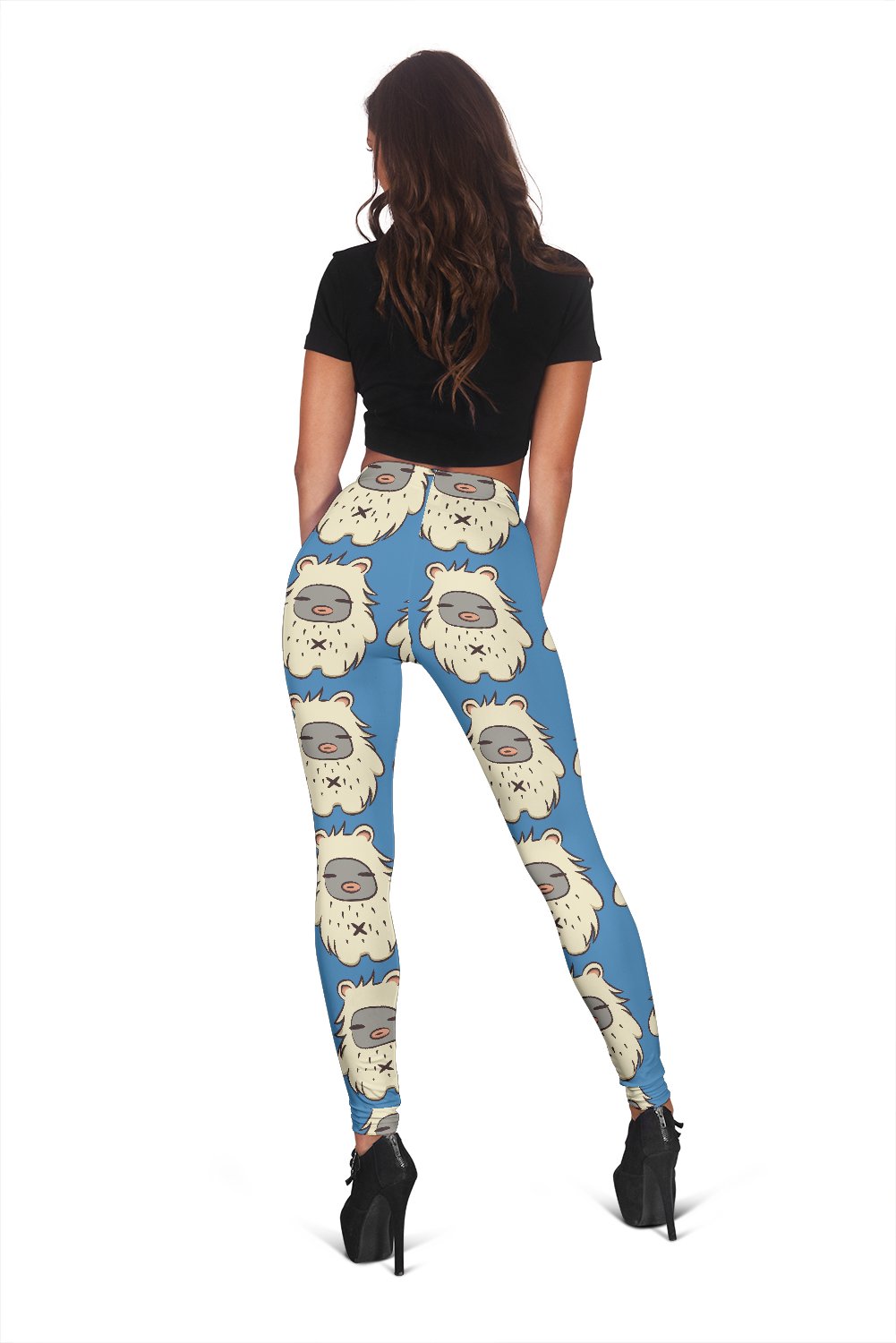 White Bigfoot Pattern Print Women Leggings-grizzshop