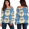 White Bigfoot Pattern Print Women Off Shoulder Sweatshirt-grizzshop