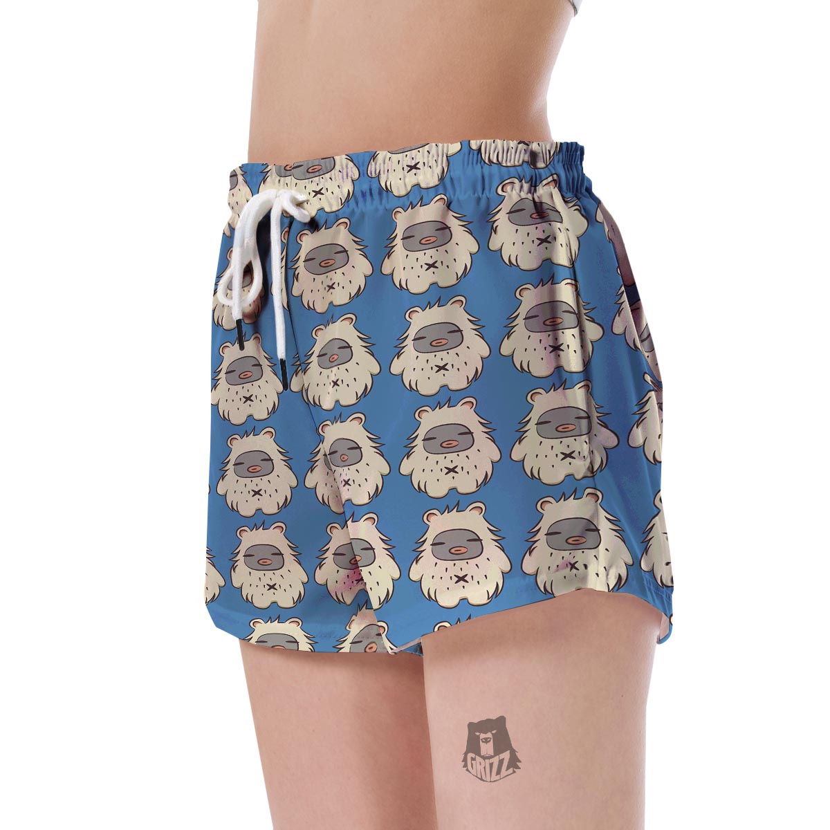 White Bigfoot Pattern Print Women's Shorts-grizzshop