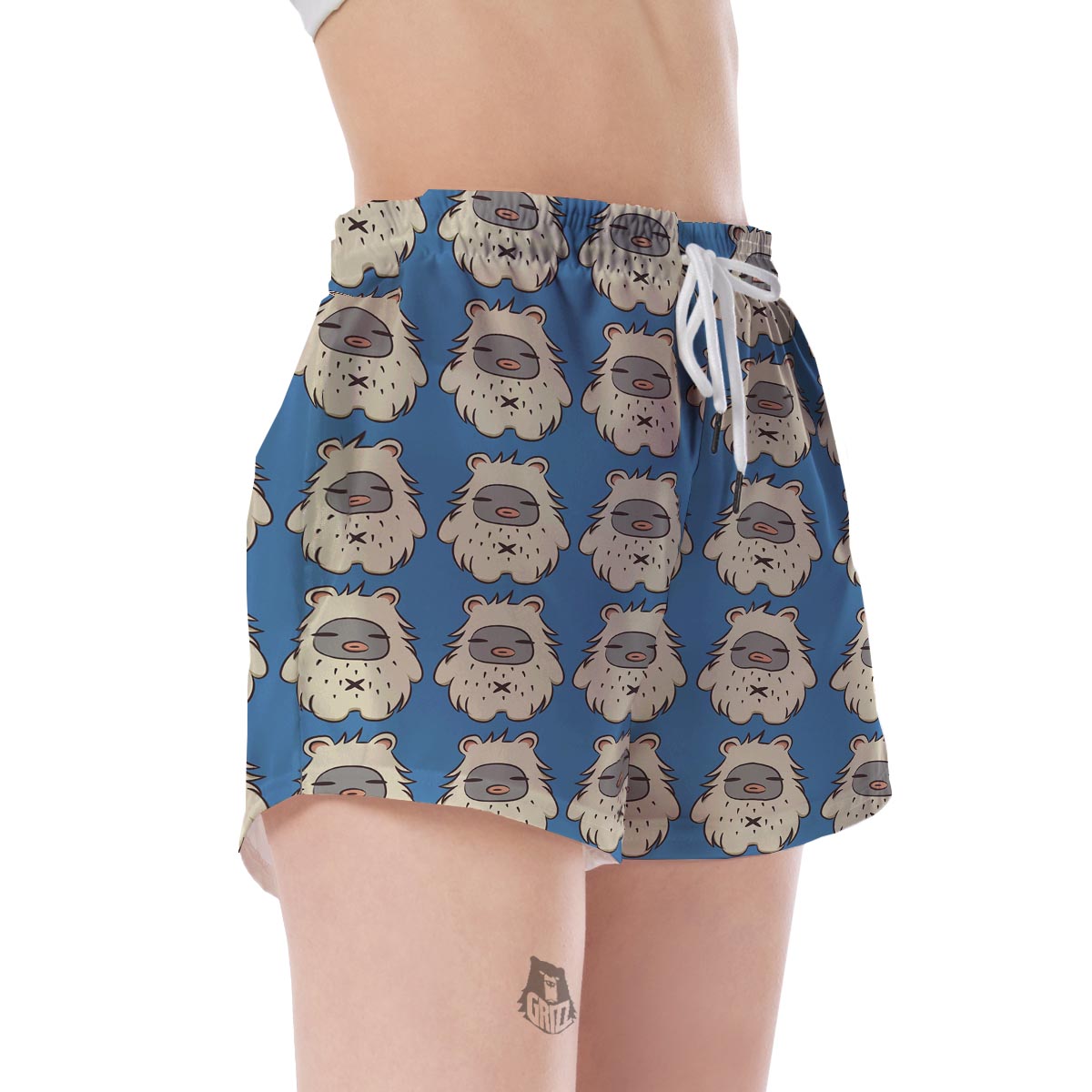 White Bigfoot Pattern Print Women's Shorts-grizzshop