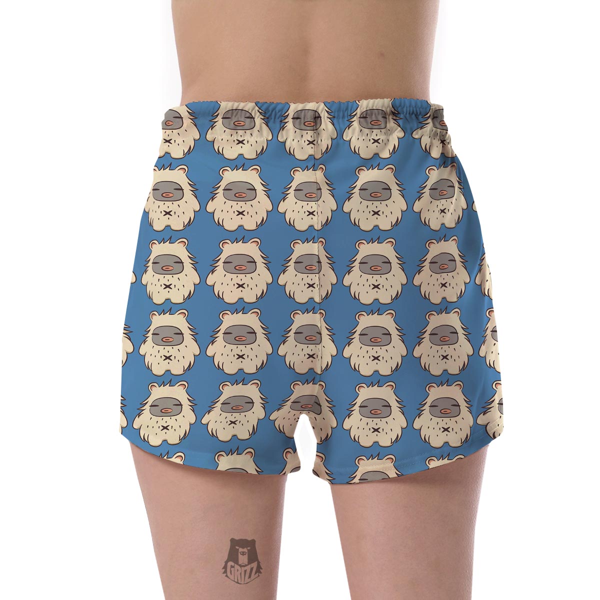 White Bigfoot Pattern Print Women's Shorts-grizzshop