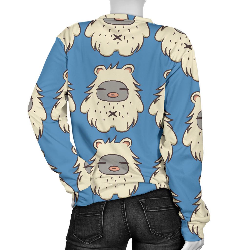 White Bigfoot Pattern Print Women's Sweatshirt-grizzshop