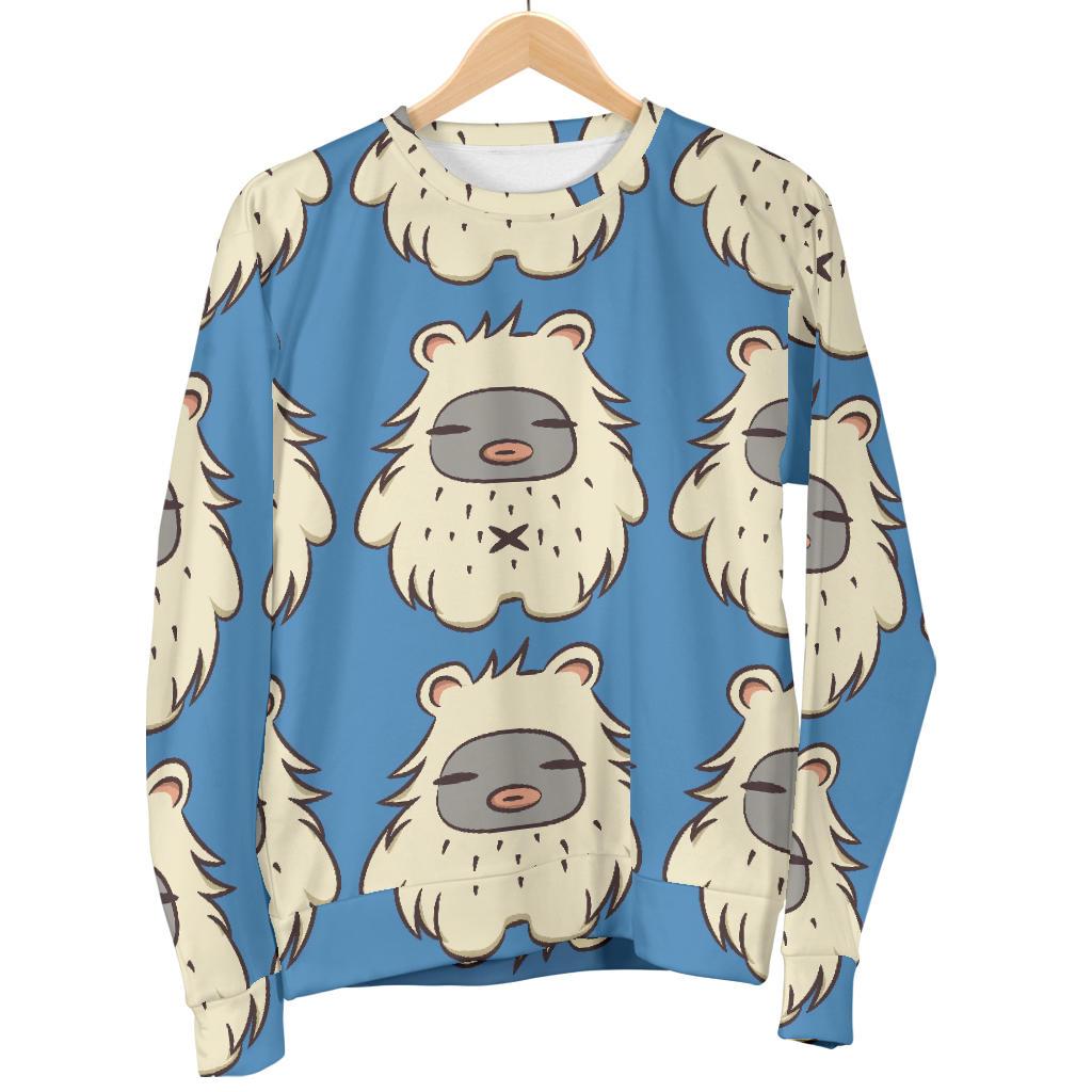 White Bigfoot Pattern Print Women's Sweatshirt-grizzshop