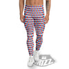 White Blue And Red Argyle Print Pattern Men's Leggings-grizzshop