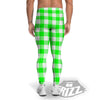 White Buffalo Check And UFO Green Print Pattern Men's Leggings-grizzshop