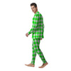 White Buffalo Check And UFO Green Print Pattern Men's Pajamas-grizzshop